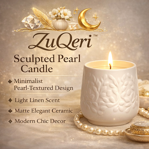 ZuQeri™ Sculpted Pearl Candle – Minimalist Matte White Art Decor Candle
