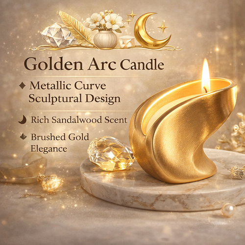ZuQeri™ Golden Arc Candle – Metallic Curve Sculptural Home Accent Candle